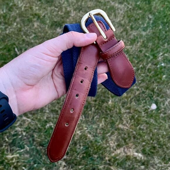 Coach 3880 Vintage Leather Woven Belt Collectible Fall Navy Blue Unisex 38 - Picture 7 of 9